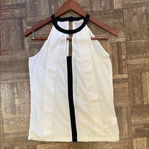 Banana Republic White and Black Halter Blouse